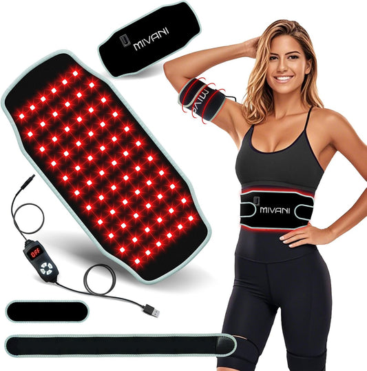 3-in-1 LED Infrared Red Light Therapy Belt with Timer, Remote Control, and Dual Frequency Settings for Targeted Pain Relief and Muscle Recovery